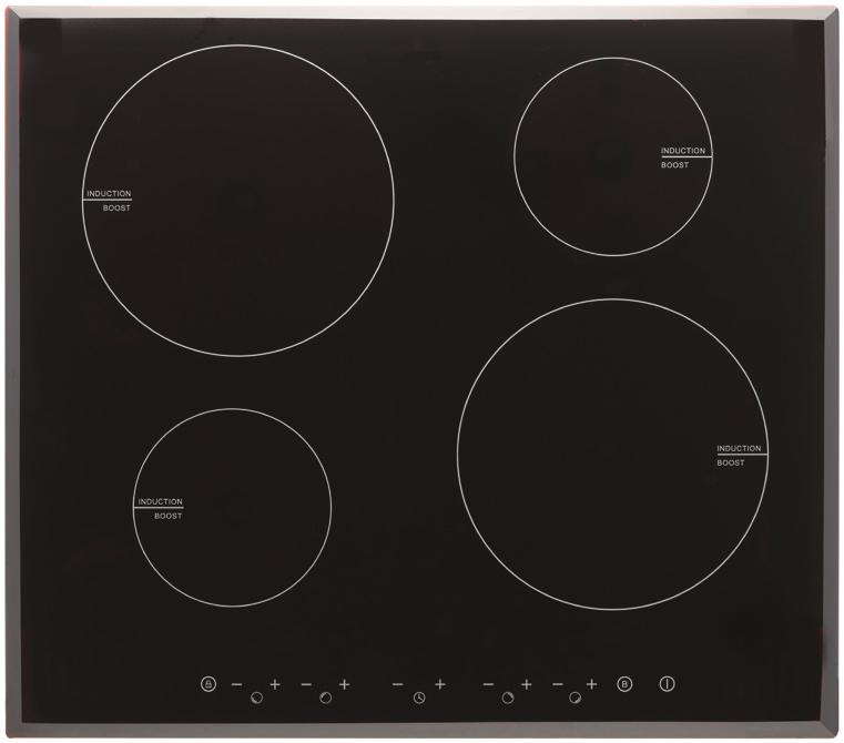 799 600mm Induction Cooktop CI6SE1 Ceramic glass, 4 induction zones, 2600W high power zone, overflow