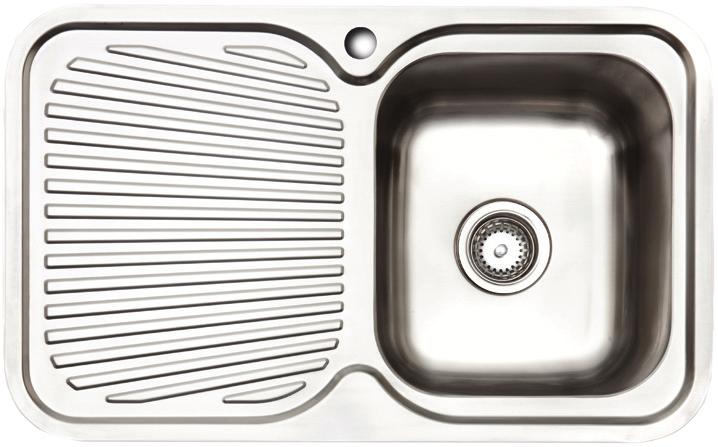 All sinks made from 18/10 stainless steel (304 grade) 0.8mm thick.