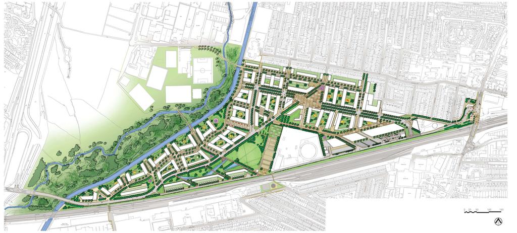 APPROVED MASTERPLAN New road link to the A Retail/ Community/ Leisure facilities New pedestrian/ cycle bridges Existing Water Tower
