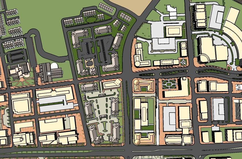uses. Entire planning area with the Town Center s core in red Streets The street system promotes walking and easy access to transit and other destinations by creating an interconnected urban street