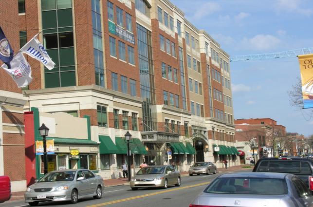 Street-oriented development with stores along the sidewalk, King Street, Alexandria, Virginia Transitions Compatible transitions will be acheived from more dense mixed-use centers to the less dense