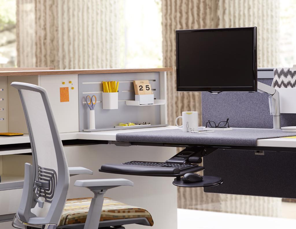 Ergonomic Work Tools Maximize Comfort Extend Arm The Extend Arm moves your monitor out of the way, offering a long reach for deep work surfaces and