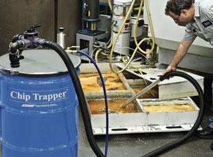 Chip Trapper Chip Trapper Filter the chips out of your used coolant and cutting oils! Vacuums in the liquid with solids, pumps out only the liquid! MOBILE VIEW What Is The Chip Trapper?