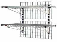 Shelf Kits Kit contains two EAGLEbrite 18 -wide shelves, two wall mats, one pair of 45 vertical wall uprights, and two pairs of 18 wire shelf brackets Available in 36 or 48 length wall mats and