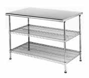 table Stainless steel worktables, available with flat top, upturn