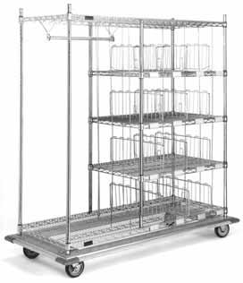 All carts come with a 24 -long coat hanger tube, 12 rods, and aluminum dolly truck with 6 -diameter polyurethane-tread swivel plate casters two with brake. Standard and heavy-duty units offered.