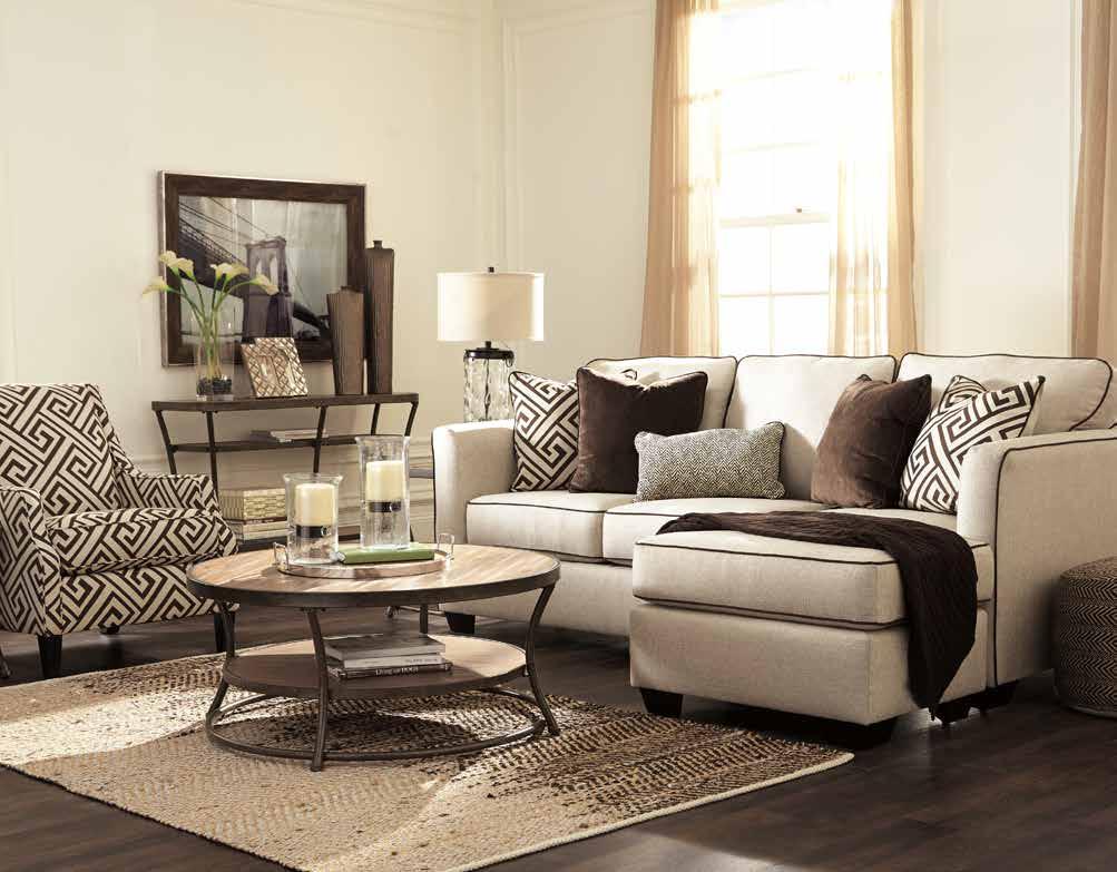 FASHIONABLY ON POINT $1069 Sofa Chaise CONTEMPORARY LIVING ROOM This collection features a sofa chaise that is loaded with refined style.