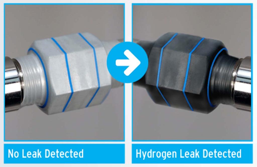 CHANGES COLOR UPON DETECTION Upon hydrogen detection, tape changes color from light grey