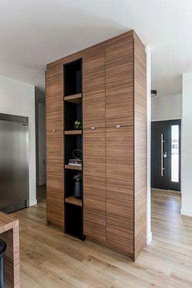 There is a section of tall-cedar cabinetry