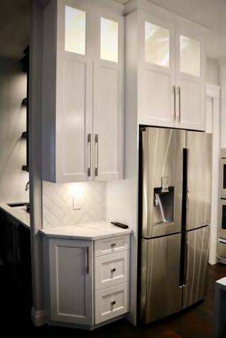 The smooth white cabinets