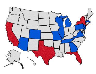 Coverage for 2009 RECS expanded to include estimates for 16 states Red: Historical RECS states (4) Blue: