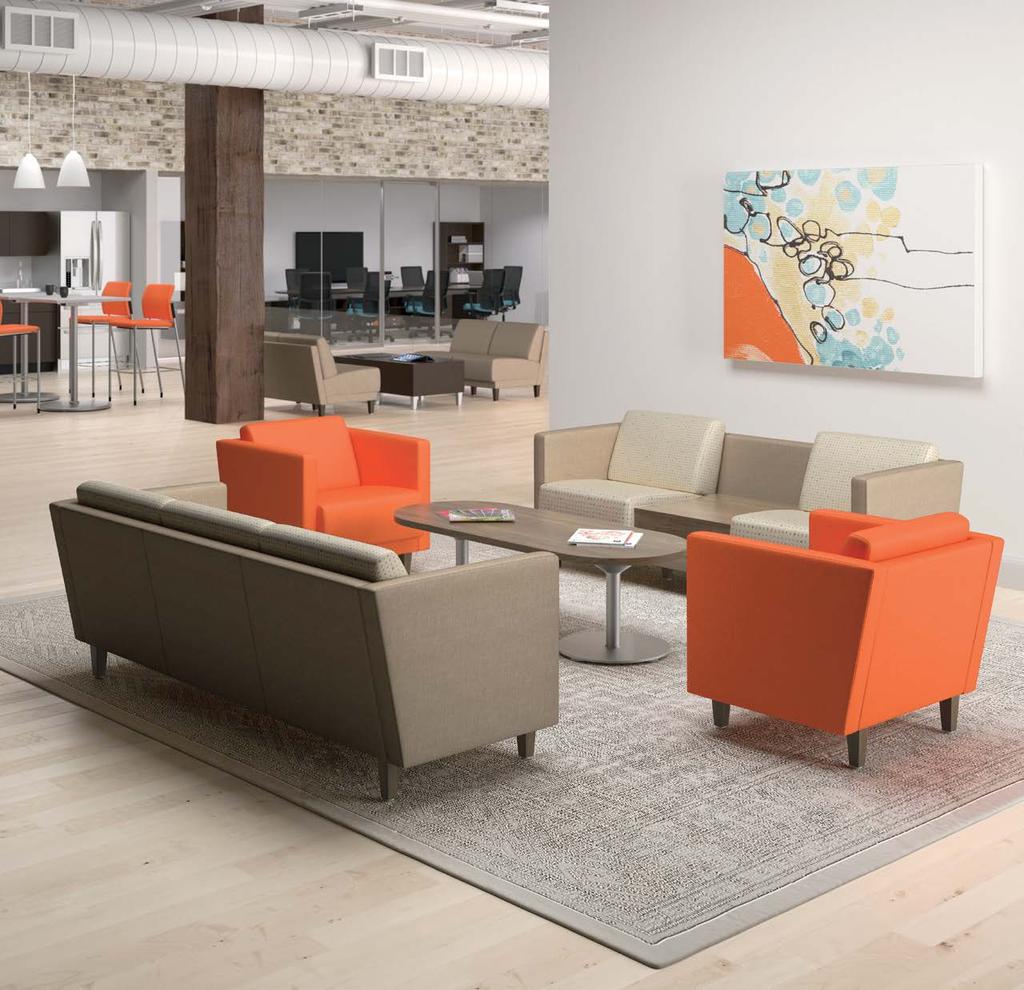 Shown with Accommodate and Ignition seating. Inspired by HON color palette Spice. SITTING PRETTY Grove is as comfortable in the workplace as it would be in a Museum of Modern Art.