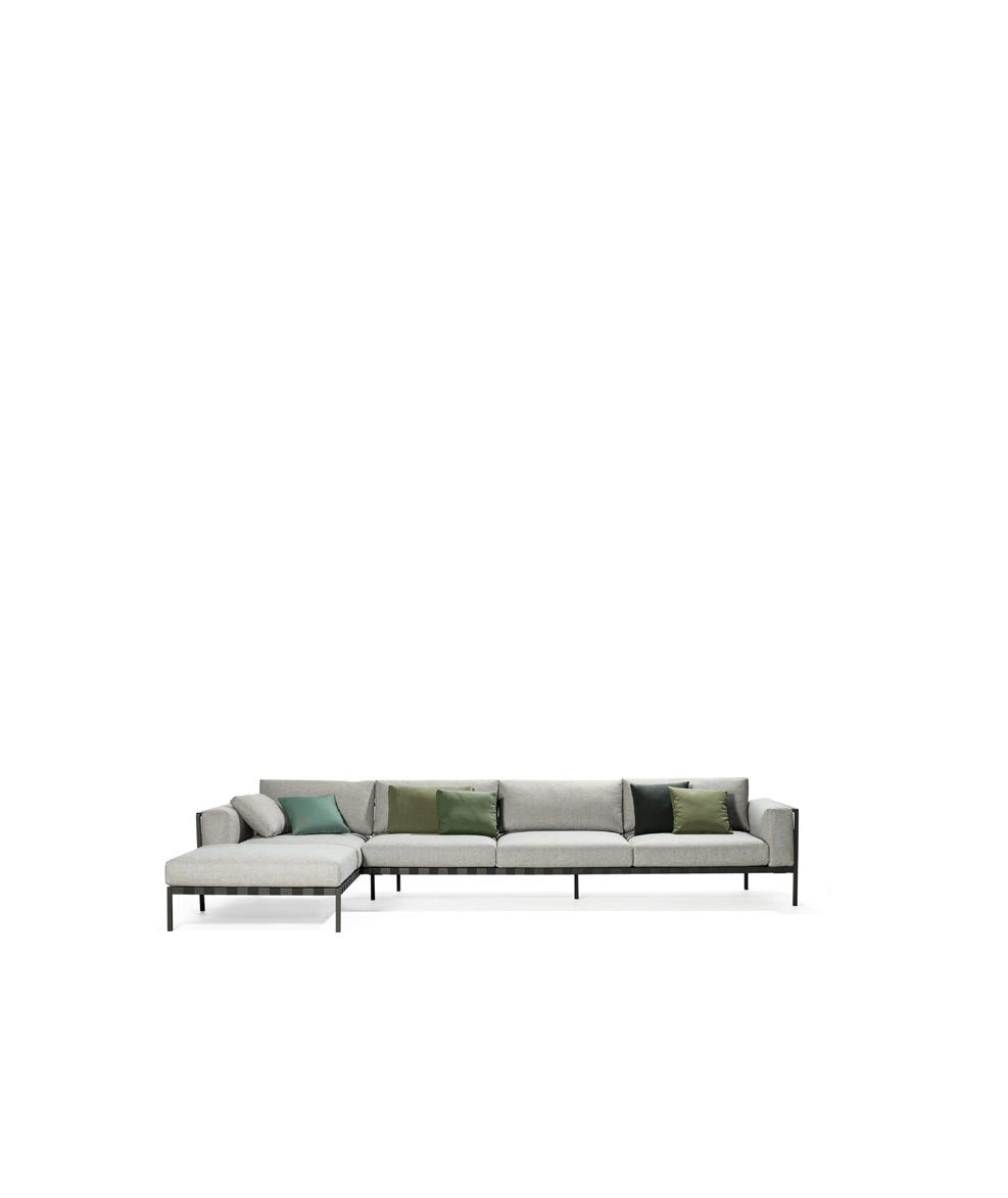 NATAL ALU STUDIO SEGERS The Natal Alu sofa displays Tribù s design and technical skills with a slender, minimal frame and generous, water repellent sofa cushions.