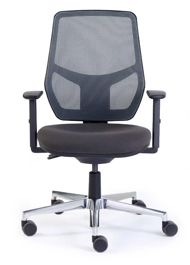 The mesh back is ergonomically shaped, height adjustable and available in