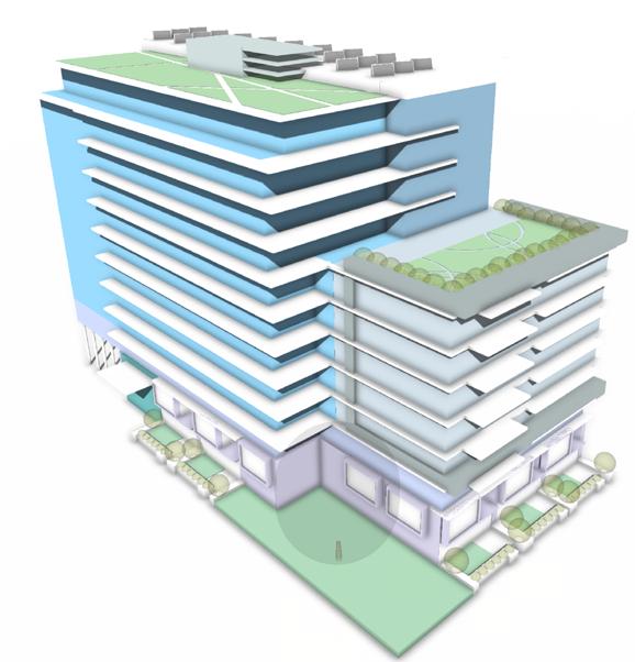Sustainable Buildings Provide solar shading on south, east and west façades to reduce solar heat gain Where appropriate, rooftop gardens reduce heat island effect and moderate storm flows Building