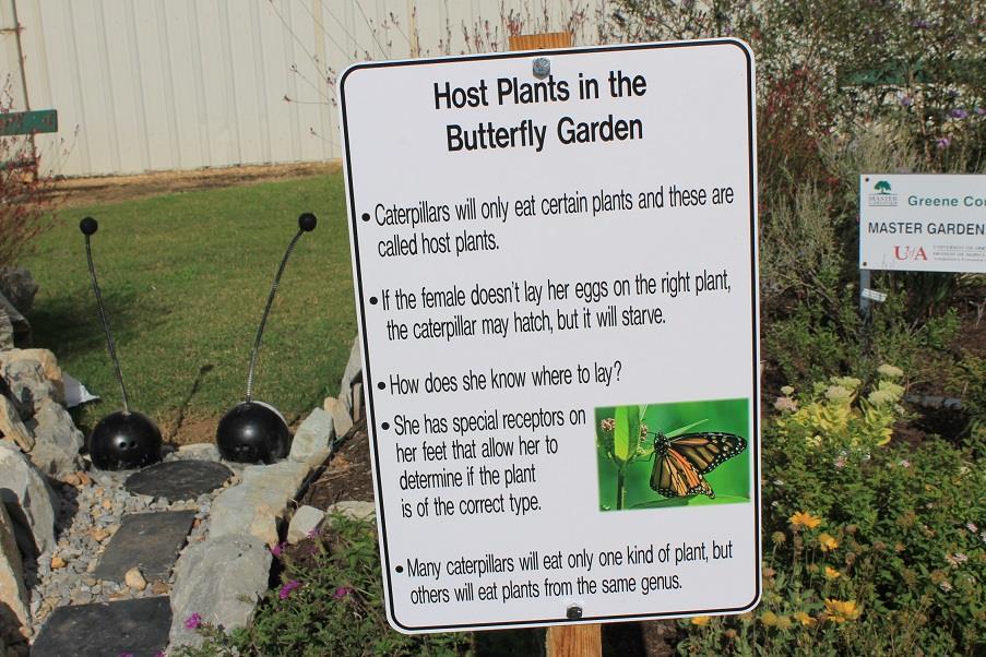 Plant markers indicate what type of butterfly