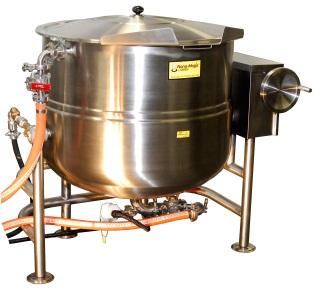 Mash and Boil Kettles 80 Gallon ( 375 liters ) capacity Quad-Leg, 304 Stainless, #4 finish, 47"W x 39"D x 43"T Full 95 deg.tilting mechanism (worm drive ) makes cleaning easy.