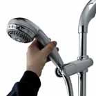 Angular adjustment is made by carefully but firmly pulling forwards or pushing back the shower head against the knuckle