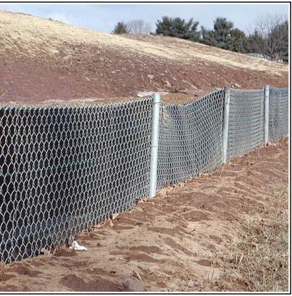 SUPER SILT FENCE A super silt fence is a temporary barrier of geotextile fabric over chain link fence.