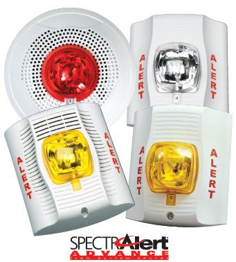The SW-ALERT, SWH-ALERT and SPSW-ALERT amber lens strobes and speaker strobes provide simple installation and instant compatibility with SpectrAlert Advance synchronized systems.