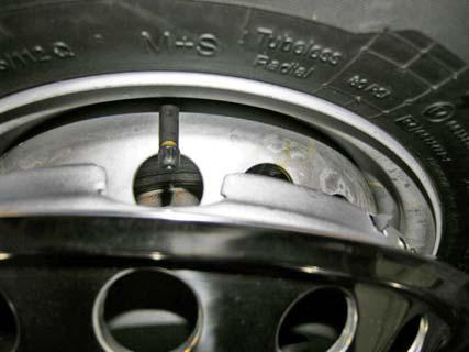 Valve Stem WARNING If the notch is not aligned with the valve stem, the valve stem may be damaged which could deflate the tire causing steering or handling problems.