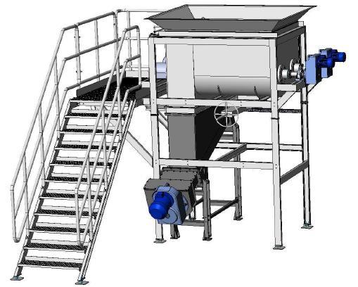 The figure below shows model of material feed module Figure 1. Material feed module 3.2 Process module Process module includes fire box with two installed desorption chambers.