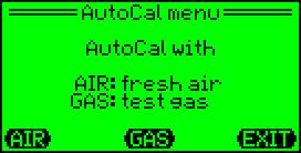 AutoCal The AutoCal menu point can be selected in the main menu or occurs automatically when the calibration adapter (Smart Cap) is connected.