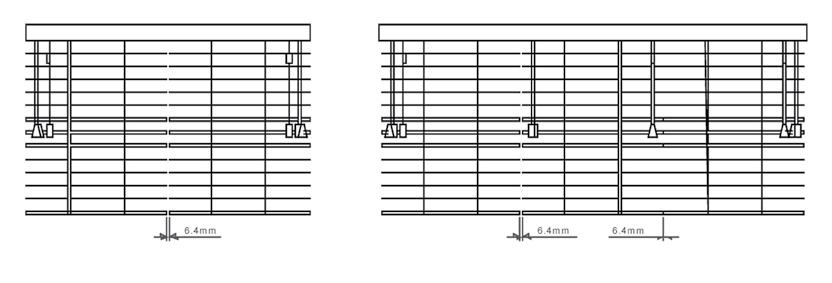Multiple blinds on one headrail. (surcharge) SPEC11-2015 2 on 1 headrail 3 on 1 headrail - Alignment of slats is not guaranteed for multiple blinds on one headrail. Common Valence.
