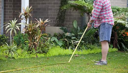 process Quick tips Measure area Soil preparation Spreading & leveling Measure area Measuring is reasonably simple, just work out which areas of the yard require turf and then calculate area in square