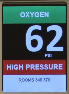 Gas/Area Display Shown in alarm condition displaying rooms/area monitored.