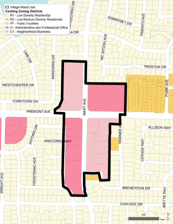 d. c. Village 7 c-d Fremont & Mary Zoning: O/PD 2 stories 40% lot coverage Existing