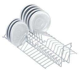 For 15 plates with 9 1 /2 diameter Accommodates E 165 cutlery holder E 810 Plate Insert * 67581001D For use in O 891 upper basket 33 saucers or 17 dessert