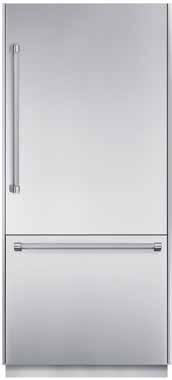 T36BB820SS 36-INCH PRE-ASSEMBLED 2-DOOR BOTTOM FREEZER WITH PROFESSIONAL HANDLES FREEDOM COLLECTION GENERAL PROPERTIES FEATURES & BENEFITS - Freedom Hinge enables true flush design - Full-height door
