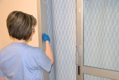 PROCEDURE 1. Enter the room carefully. A. Call into Dispatch and give room number. B. Look for infection control signs that indicate the need for special precautions.