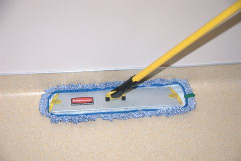C. Remove any gum or other sticky residue form the floor by gently prying it loose with the putty knife (be careful not to scratch the floor finish). D.