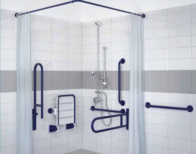 5m hose 1 Wall outlet TMV 3 Approved BC 5073 Dolphin Exposed Doc M Shower Packs Doc M Shower pack exposed (18 items): 3 Grab bars 600mm 2 Drop-down rail 760mm 2 Grab bars 450mm 1 Lift-up seat 1