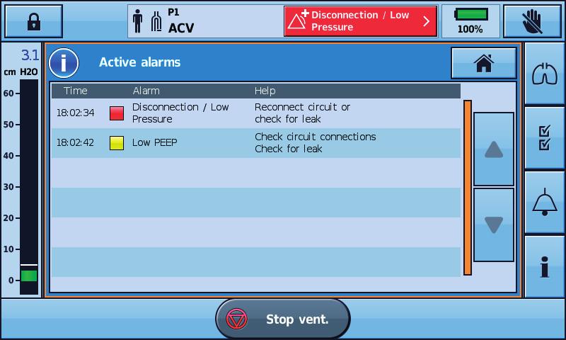 Certain conditions may result in multiple alarms. indicates that there are multiple active alarms.