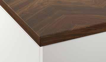 14 WOOD COUNTERTOPS WALNUT The natural colour and grain of wood adds warmth to your kitchen decor. Walnut gets lighter in colour with age.
