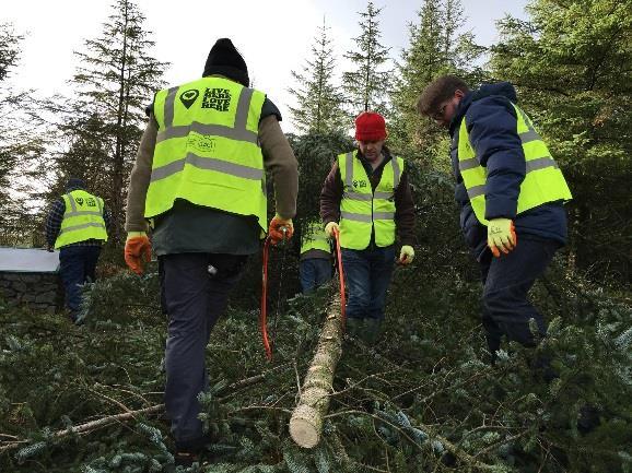 The work was done through community engagement with trained volunteers helping to fell and clear large, mature trees as well as pull out the invasive saplings from the marginal bogland.
