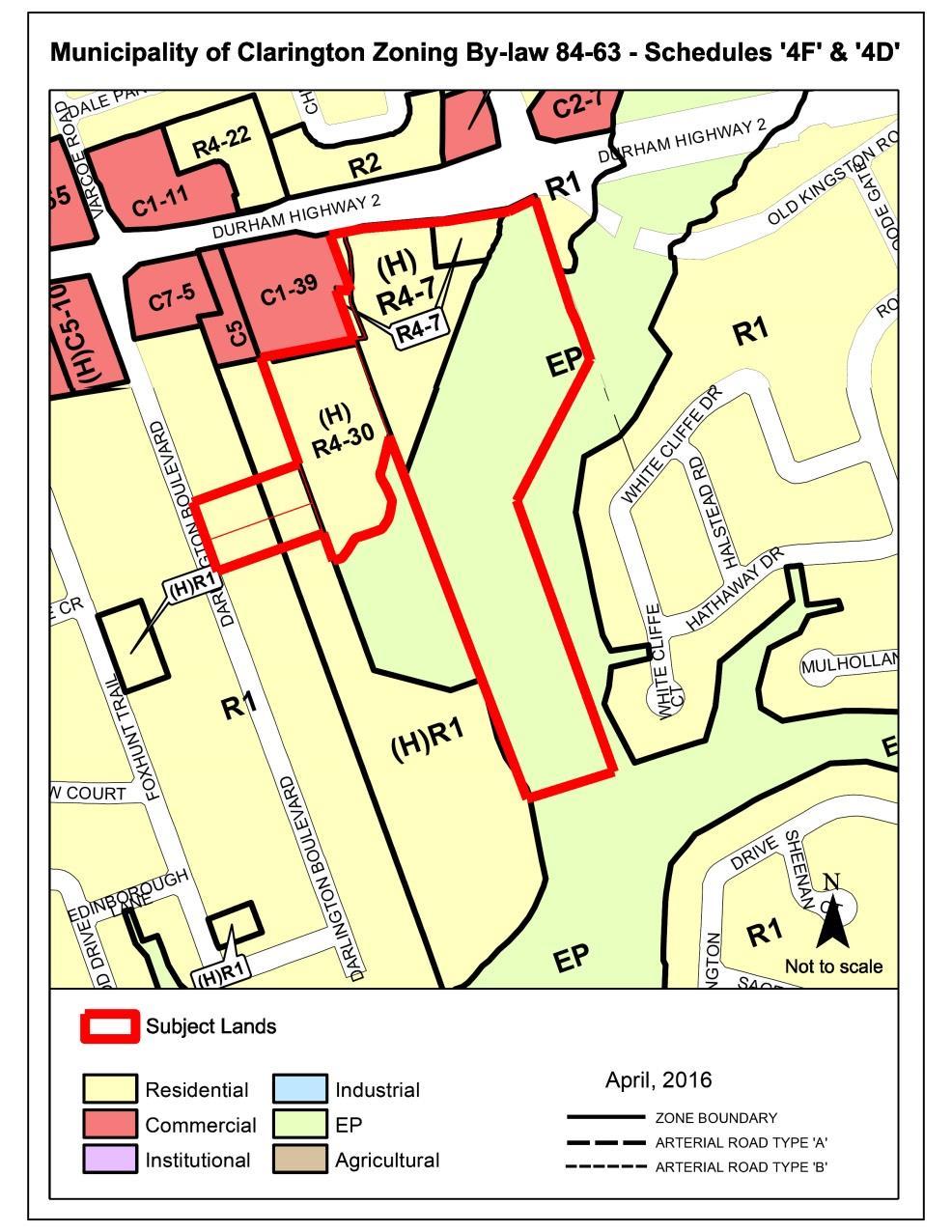 Municipality of Clarington Zoning By-law 84-63 Existing Zones Residential Type Four - (H)R4-7 Residential Type Four - R4-7 Residential Type Four - (H)R4-30 Residential Type One - (H)R1 Residential