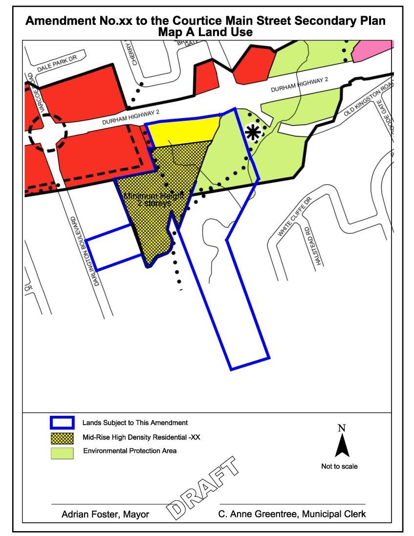The Courtice Main Street Secondary Plan is proposed to be amended to reduce the minimum building heights to two storeys, from a current minimum building height