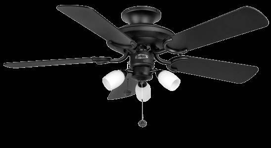 re-circulate warm air Independent pull cords operate the 3 speeds of the fan and the light Can be upgraded