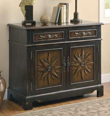 Finish: CappuCCino Finish: Two-Tone brown 4 elegantly stylish. This accent cabinet in warm brown features 6 drawers.