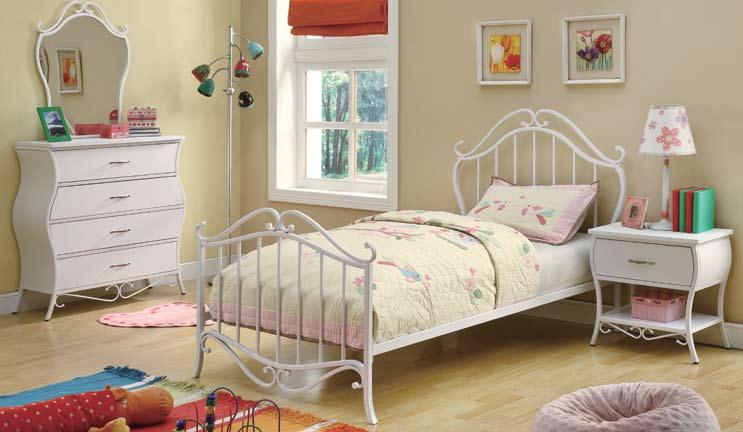 YouTH CoLLeCTIoNS 5 Bella Collection This elegant youth metal bedroom collection will add a touch of sophisticated style and