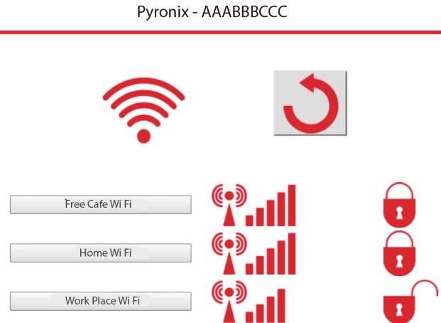 Click 'Pyronix' and enter the password as shown on the display of the Wireless Alarm System. Open a web browser. The SSID of your router should be displayed on the left hand side.
