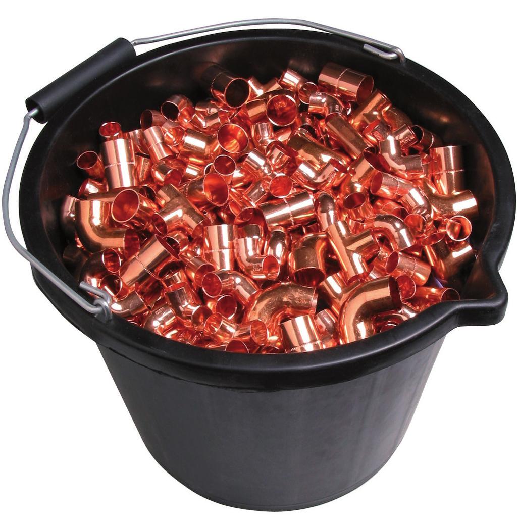 200 FITTINGS BUCKET DEALS 59 200 End Feed Fittings Bucket Contains: 50x 15mm Straight Coupling 25x 22mm Straight Coupling 75x 15mm 90