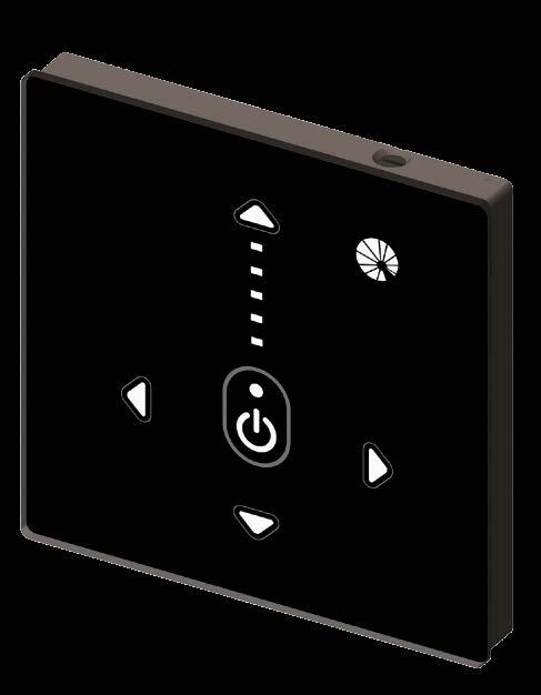 Halcyon Architectural Plate Contemporary Design Universal Gesture Switch Universal Switch feature set: Room On/Off via touch button Scene cycle select via motion gestures or touch buttons Dimming