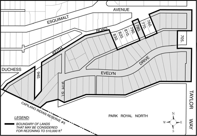 G U I D E L I N E S GUIDELINES BF-B 12 E V E L Y N D R I V E Policy H 2 The Evelyn Drive Planning Area, as shown on Map BF- B12, is located immediately north of Park Royal Shopping Centre, south of