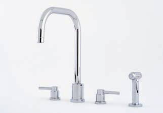 Hole Sink Mixer U Spout with Lever Handles and Rinse in Chrome Alternative