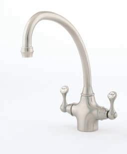 Teardrop Levers in Pewter 4365 Monobloc Mixer with Crosshead Handles and Rinse in Gold 4387